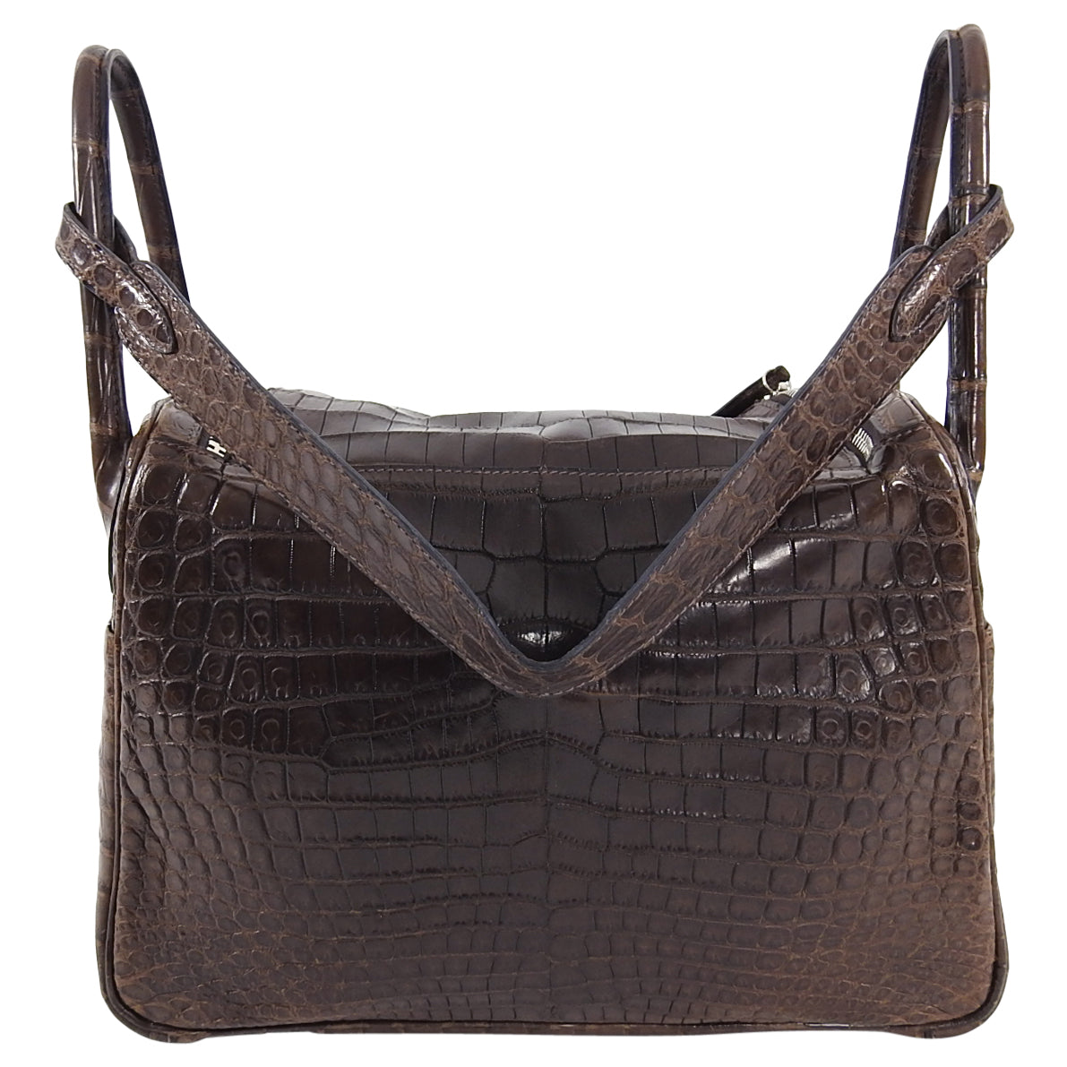 Hermes Exotic Niloticus Crocodile Matte Chocolat Dark Brown Lindy 30 PHW