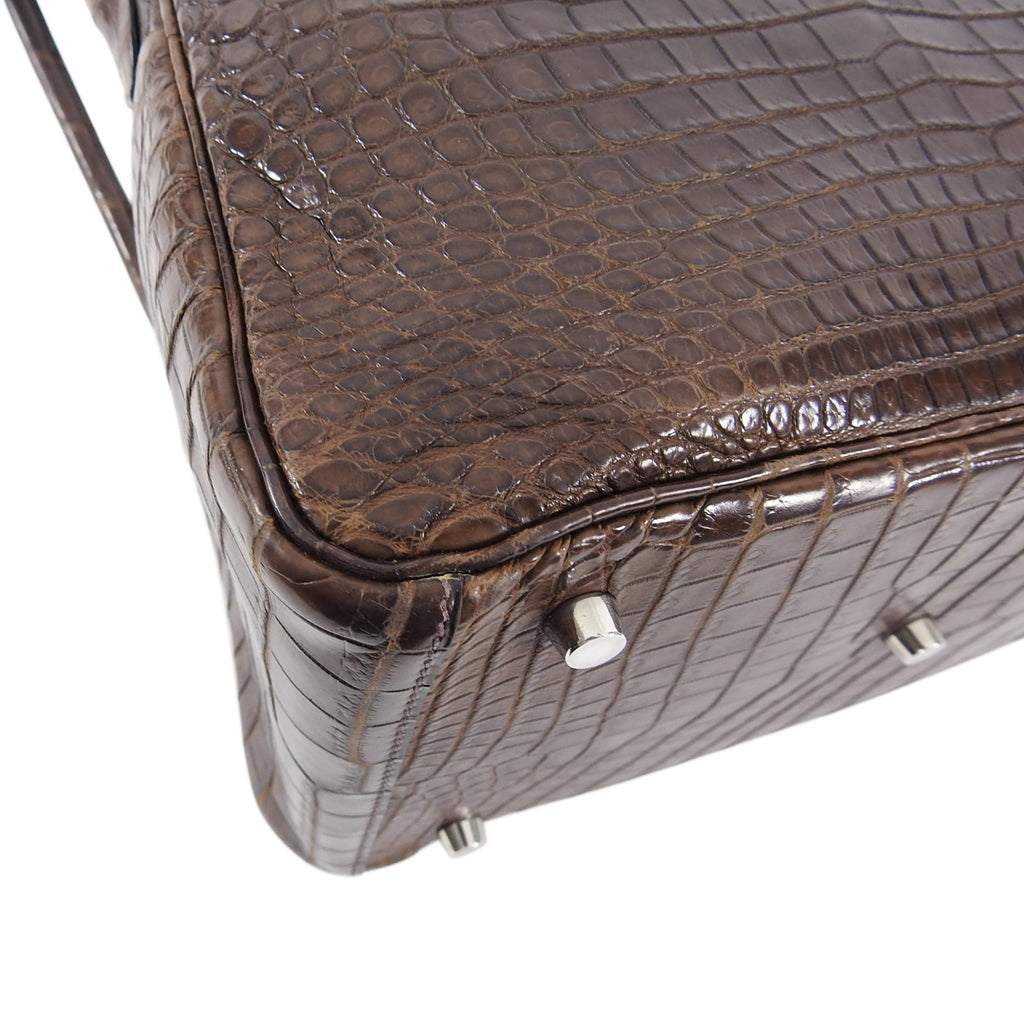 Hermes Exotic Niloticus Crocodile Matte Chocolat Dark Brown Lindy 30 PHW