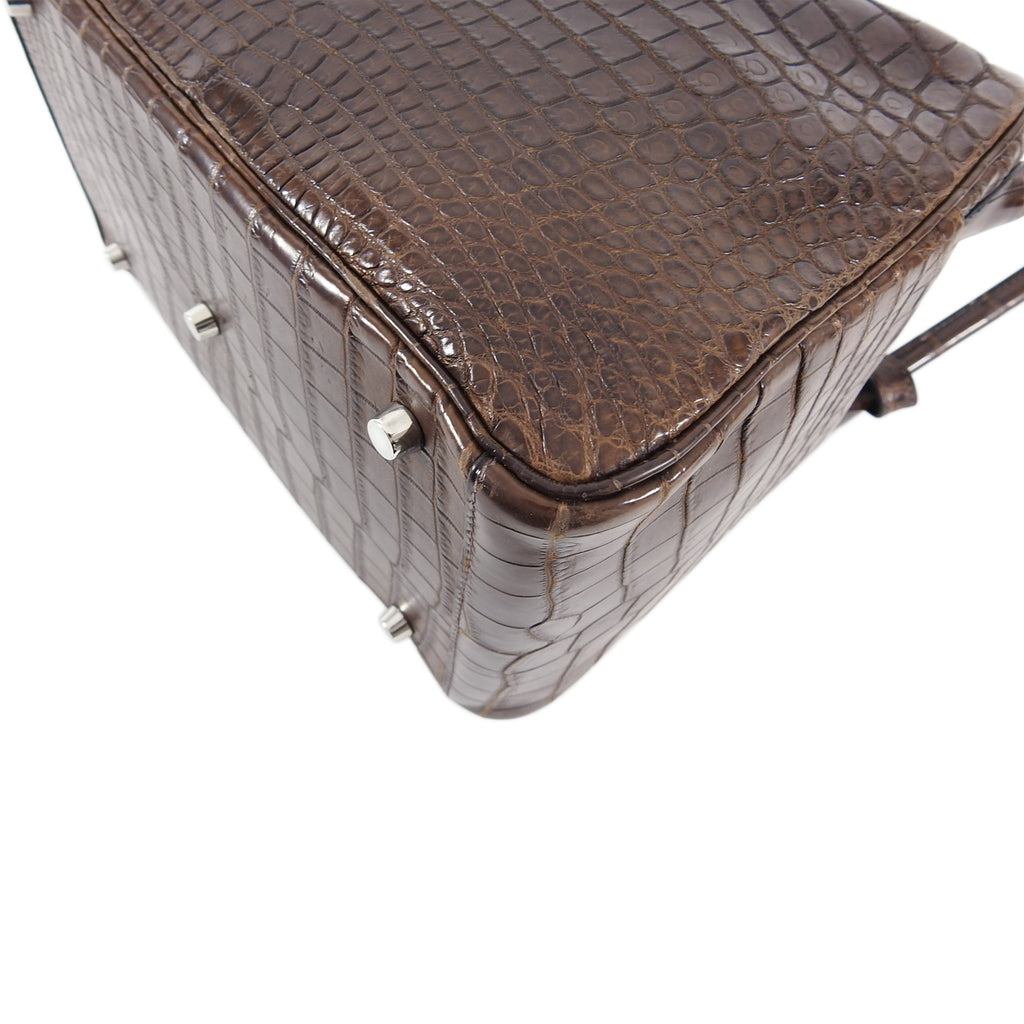 Hermes Exotic Niloticus Crocodile Matte Chocolat Dark Brown Lindy 30 PHW