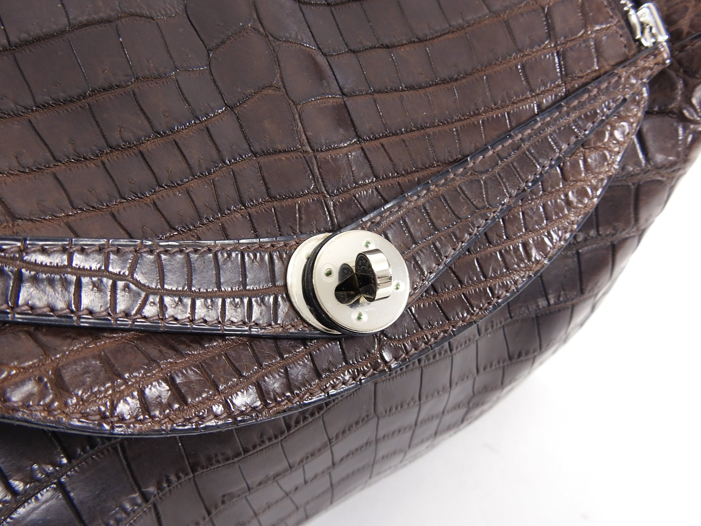 Hermes Exotic Niloticus Crocodile Matte Chocolat Dark Brown Lindy 30 PHW