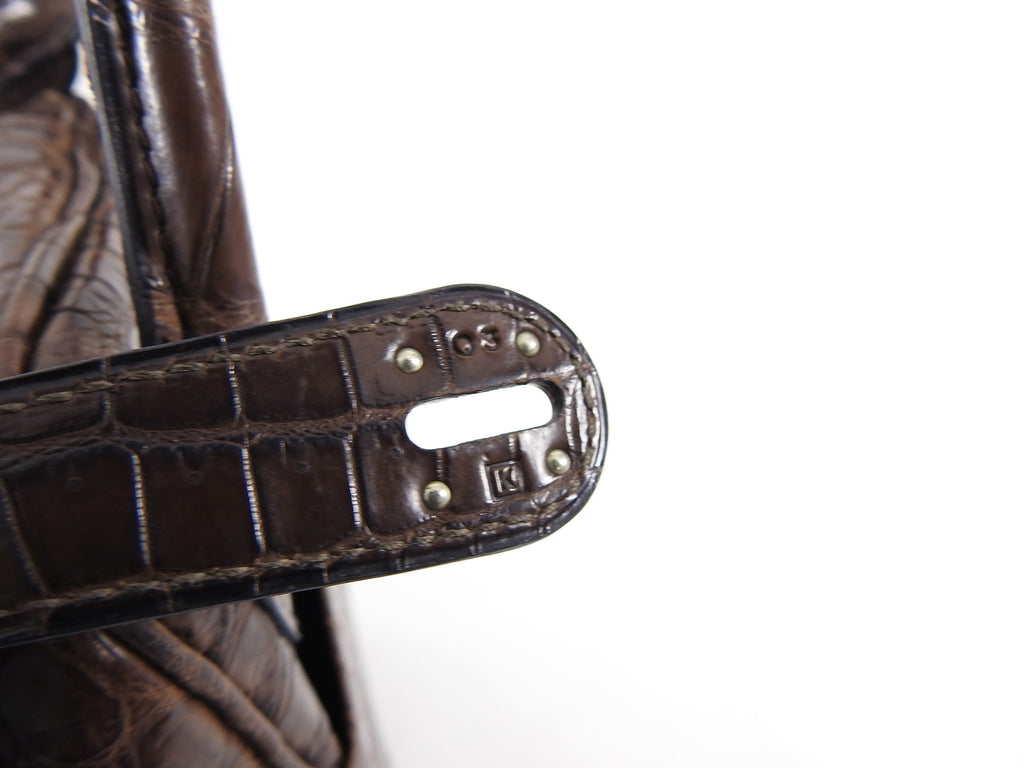 Hermes Exotic Niloticus Crocodile Matte Chocolat Dark Brown Lindy 30 PHW