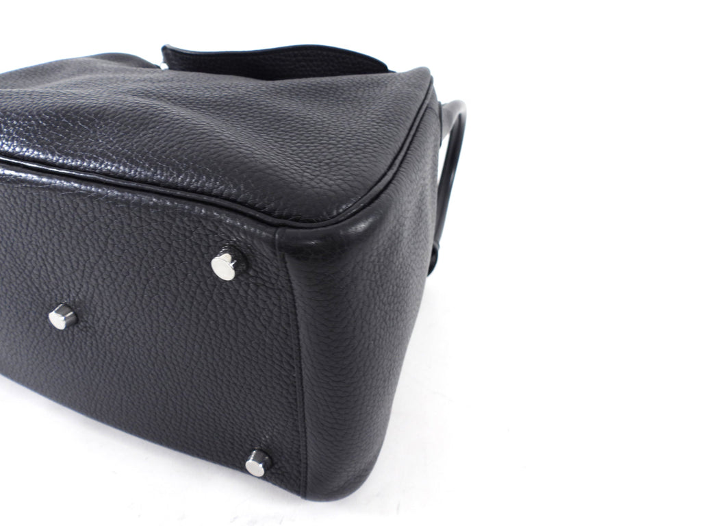Hermes Black Clemence Leather Lindy 30 Bag PHW