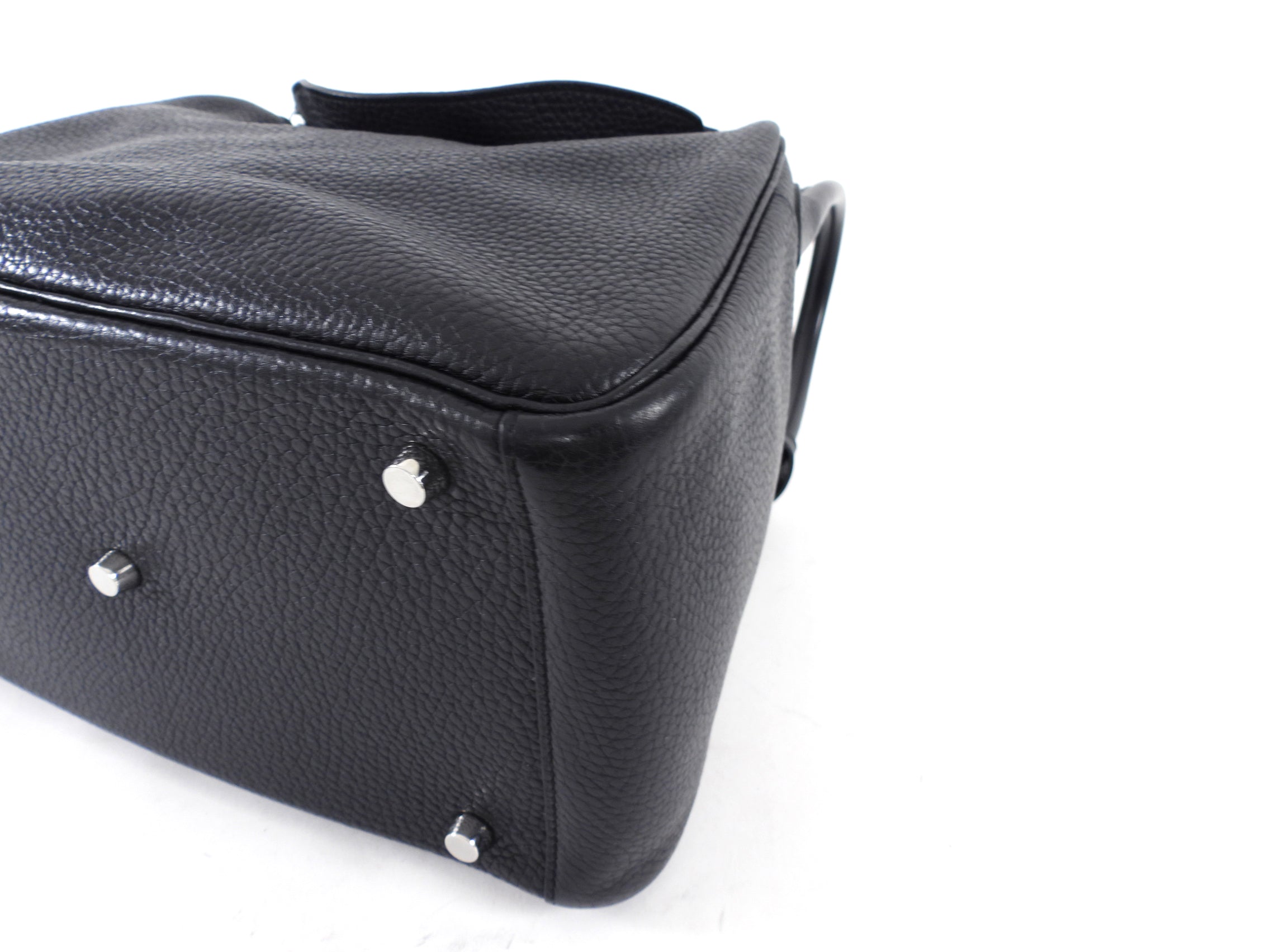 Hermes Black Clemence Leather Lindy 30 Bag PHW