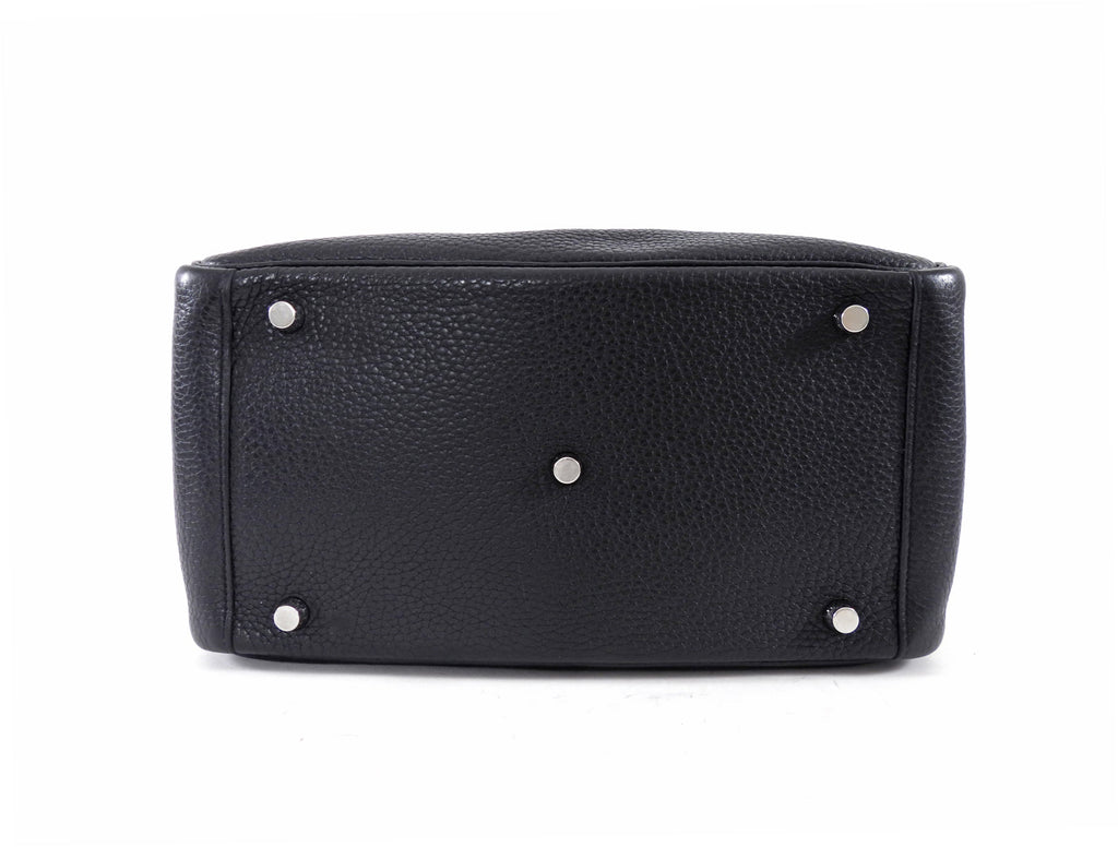 Hermes Black Clemence Leather Lindy 30 Bag PHW