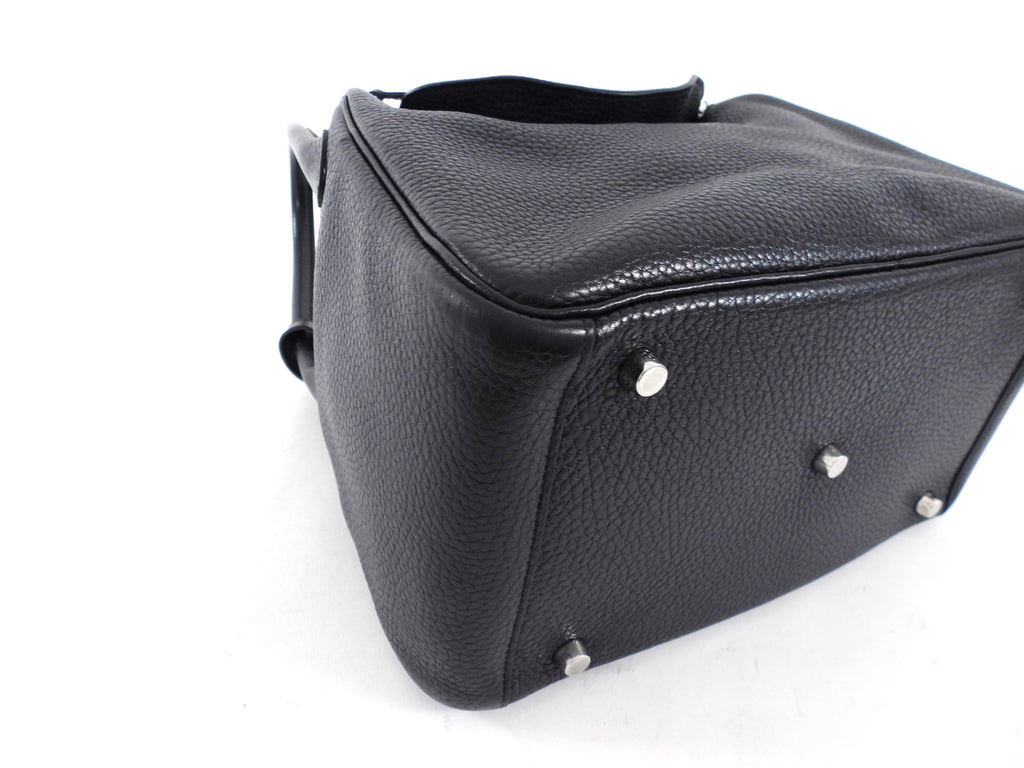 Hermes Black Clemence Leather Lindy 30 Bag PHW