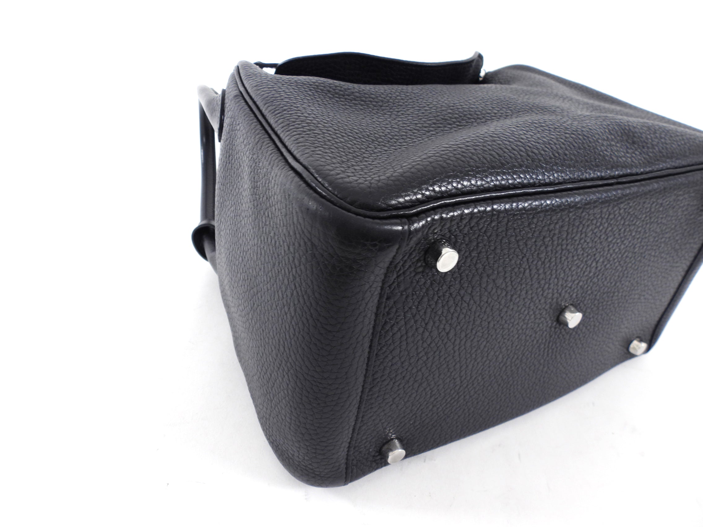 Hermes Black Clemence Leather Lindy 30 Bag PHW