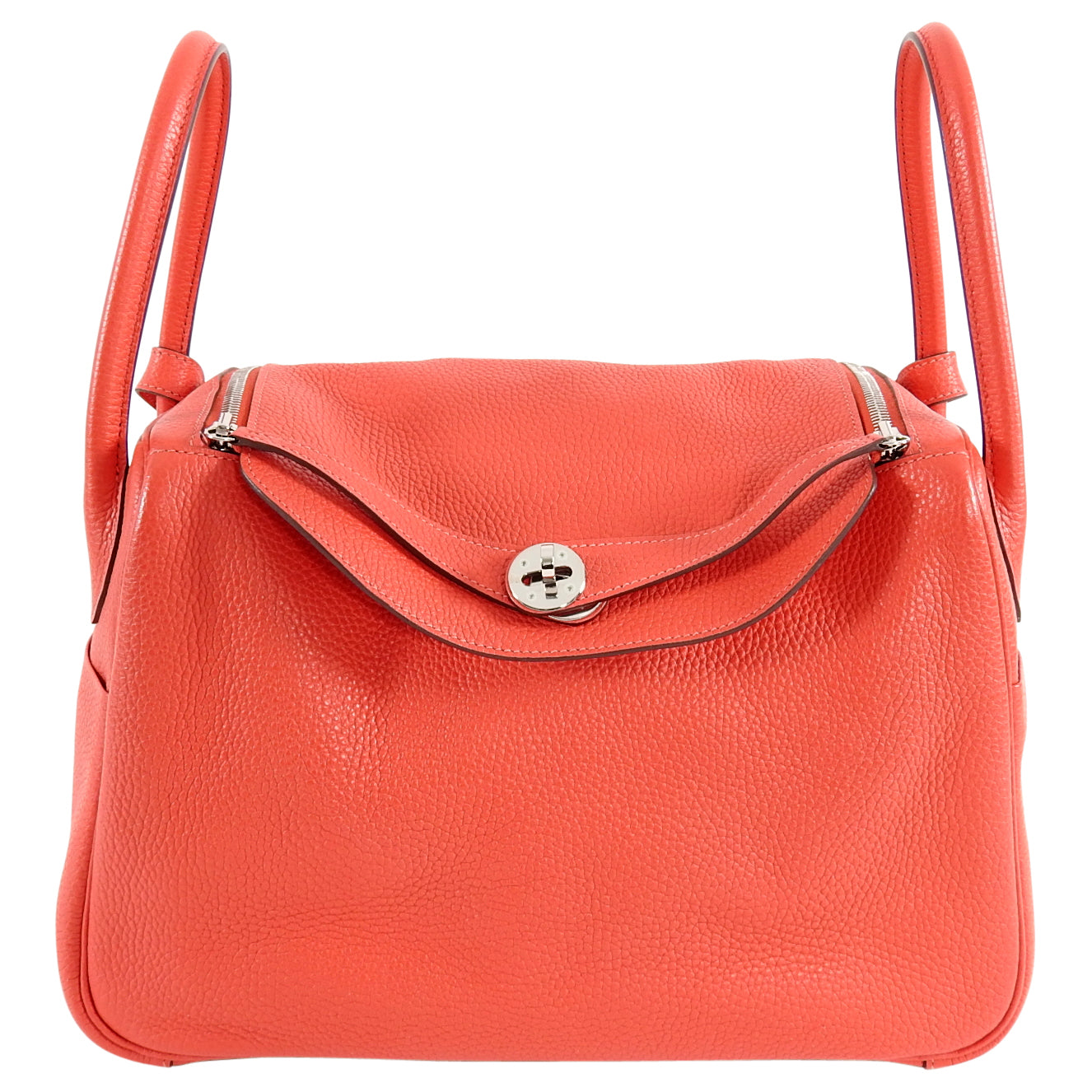 Hermes Lindy 34 Shoulder Bag in Taurillon Clemence Rouge Pivoine
