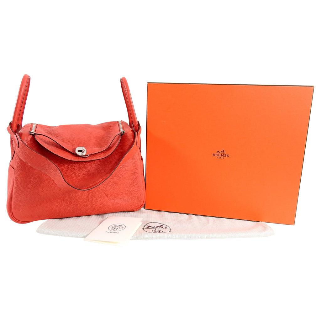 Hermes Lindy 34 Shoulder Bag in Taurillon Clemence Rouge Pivoine