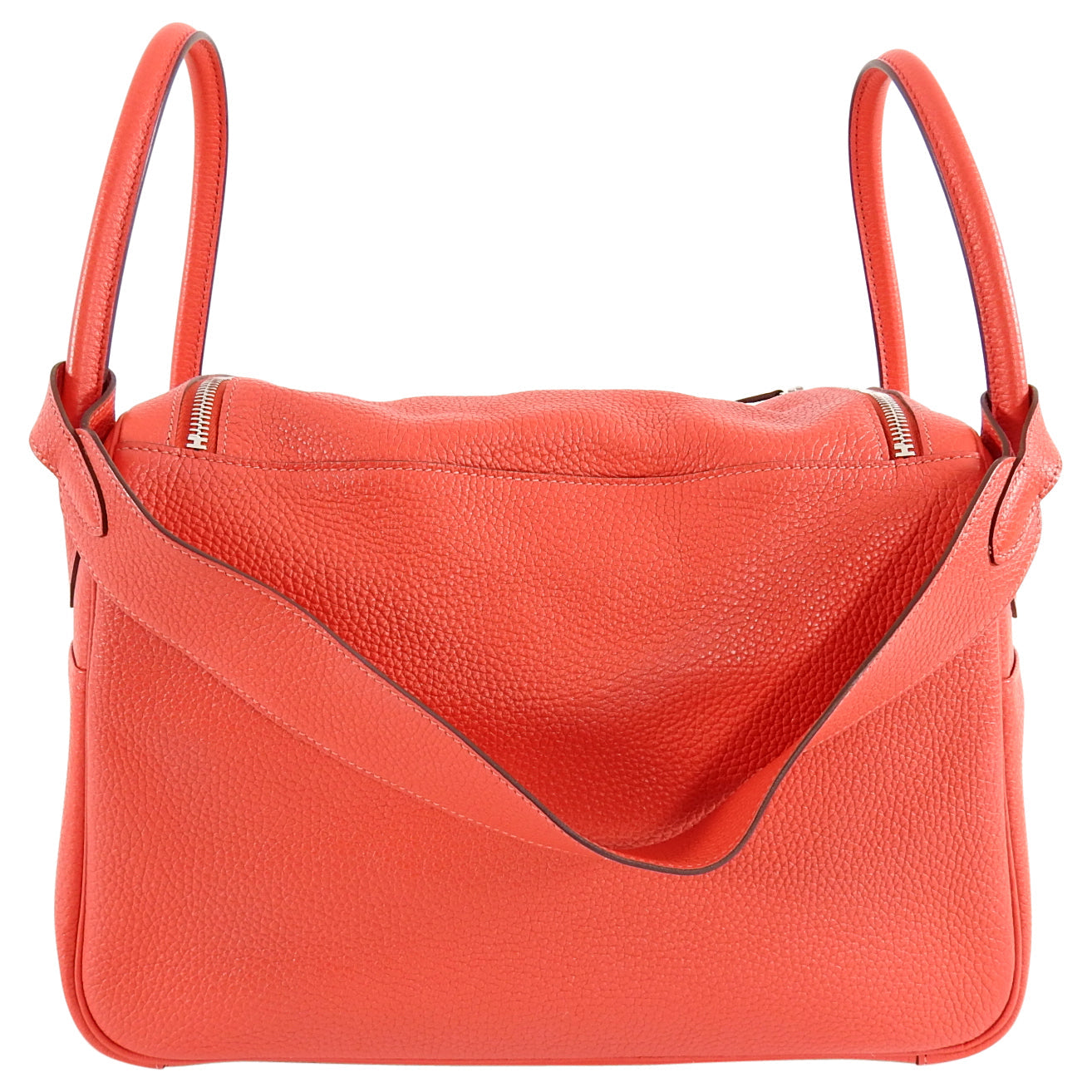 Hermes Lindy 34 Shoulder Bag in Taurillon Clemence Rouge Pivoine