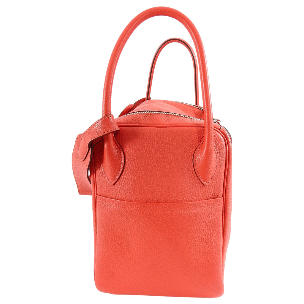 Hermes Lindy 34 Shoulder Bag in Taurillon Clemence Rouge Pivoine