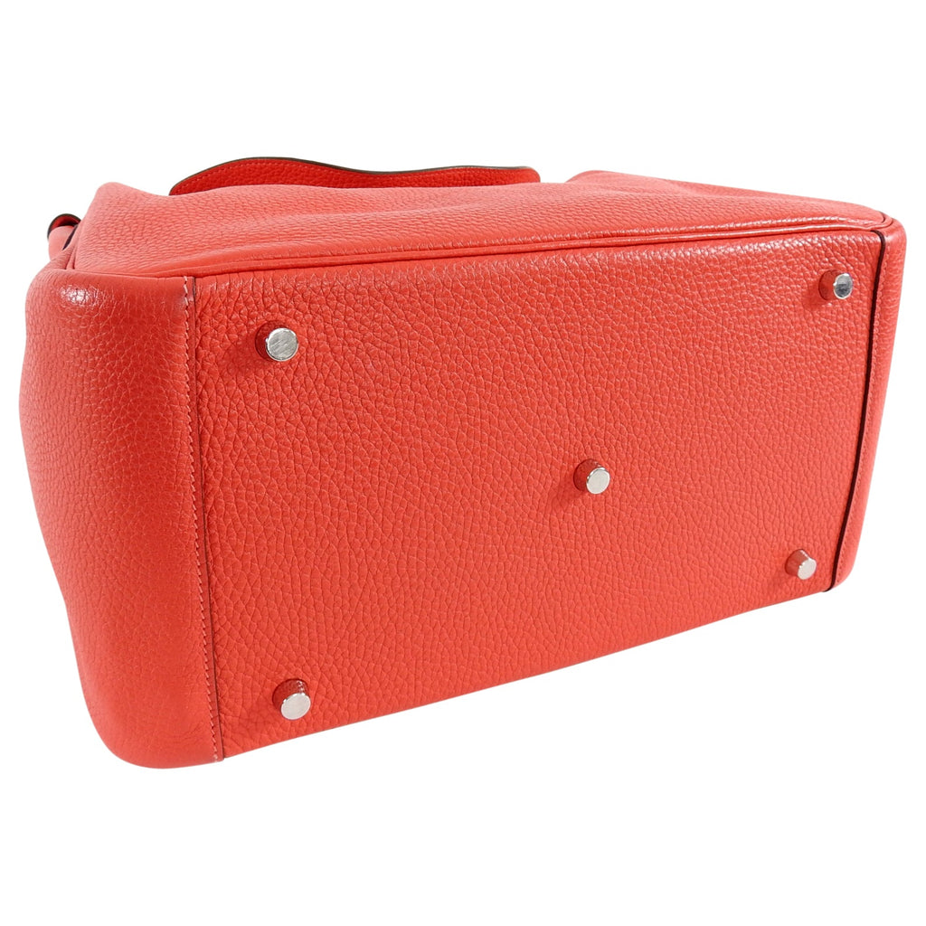 Hermes Lindy 34 Shoulder Bag in Taurillon Clemence Rouge Pivoine