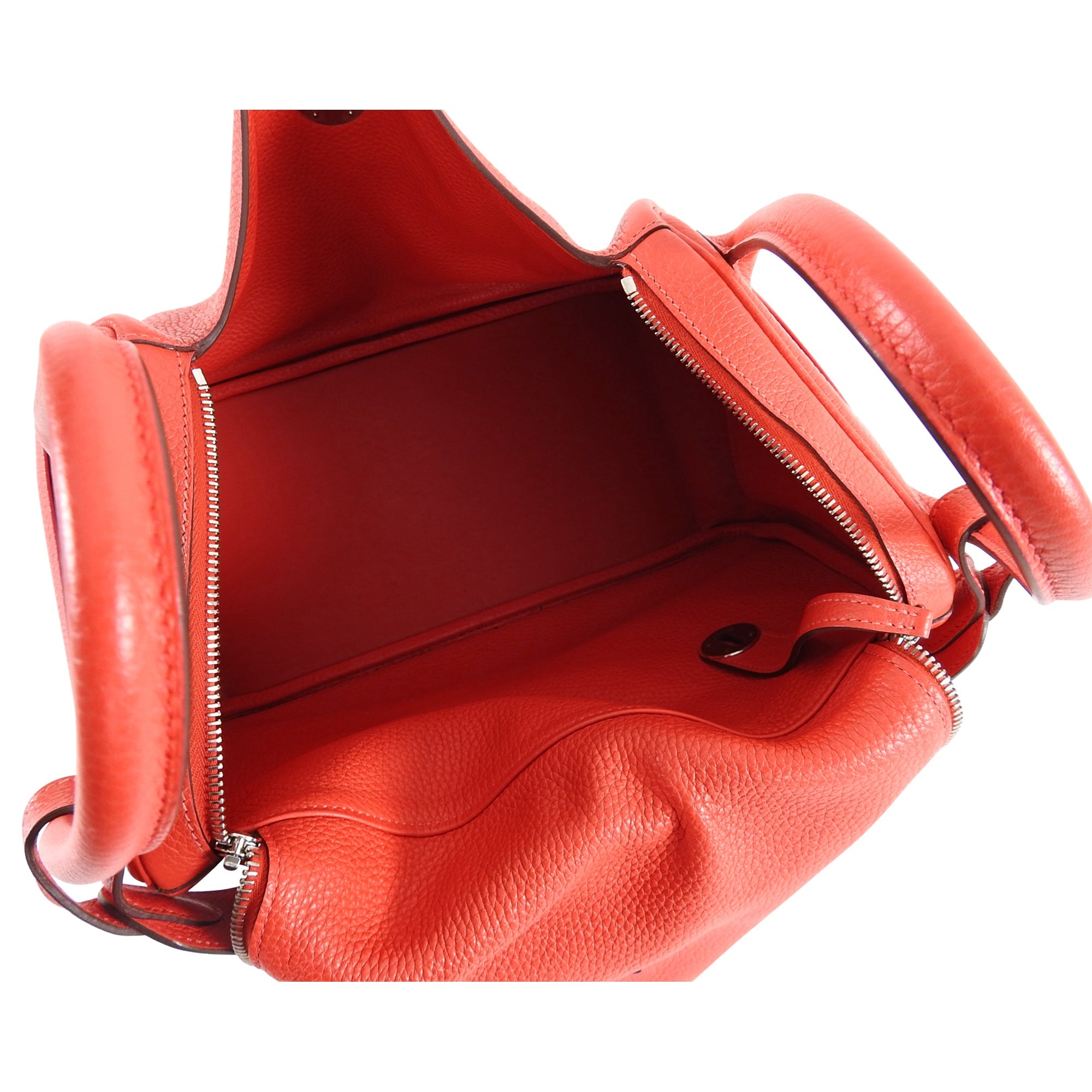 Hermes Lindy 34 Shoulder Bag in Taurillon Clemence Rouge Pivoine