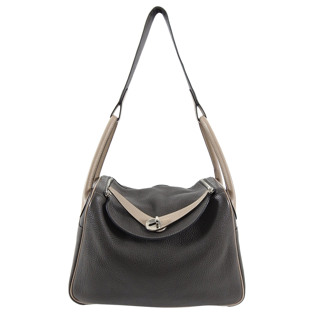 Hermes Vert Bronze / Gris Tourterelle Bicolor Lindy 30 Clemence PHW