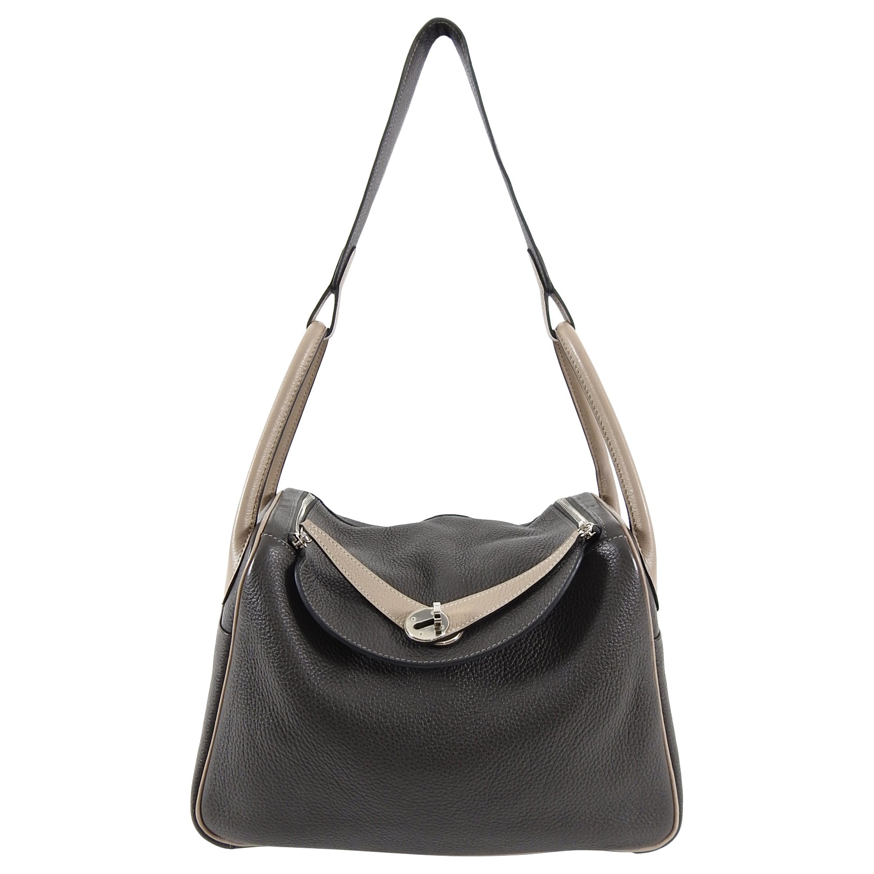 Hermes Vert Bronze / Gris Tourterelle Bicolor Lindy 30 Clemence PHW
