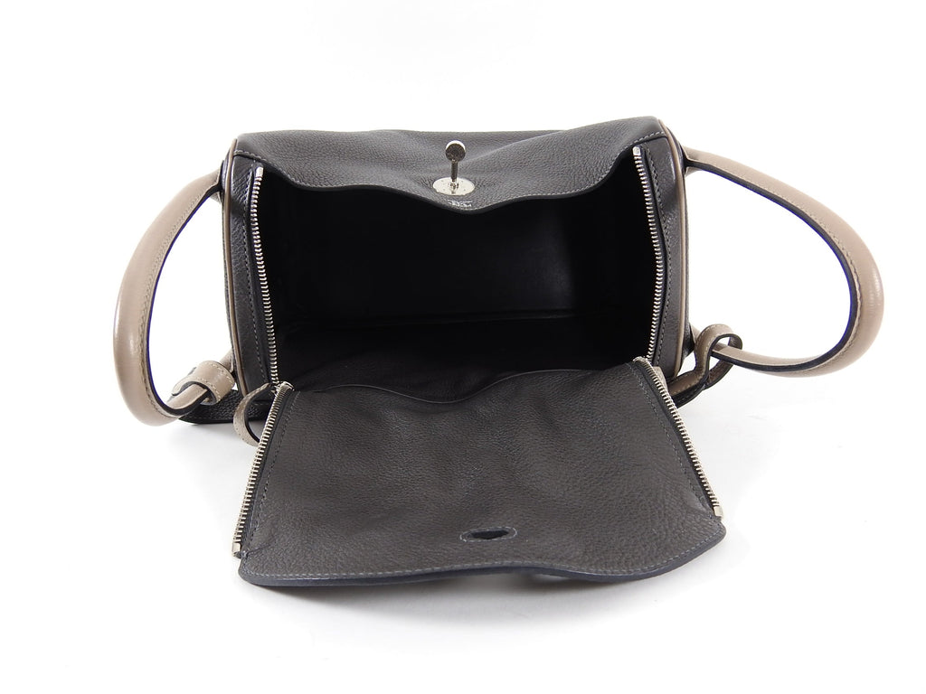 Hermes Vert Bronze / Gris Tourterelle Bicolor Lindy 30 Clemence PHW