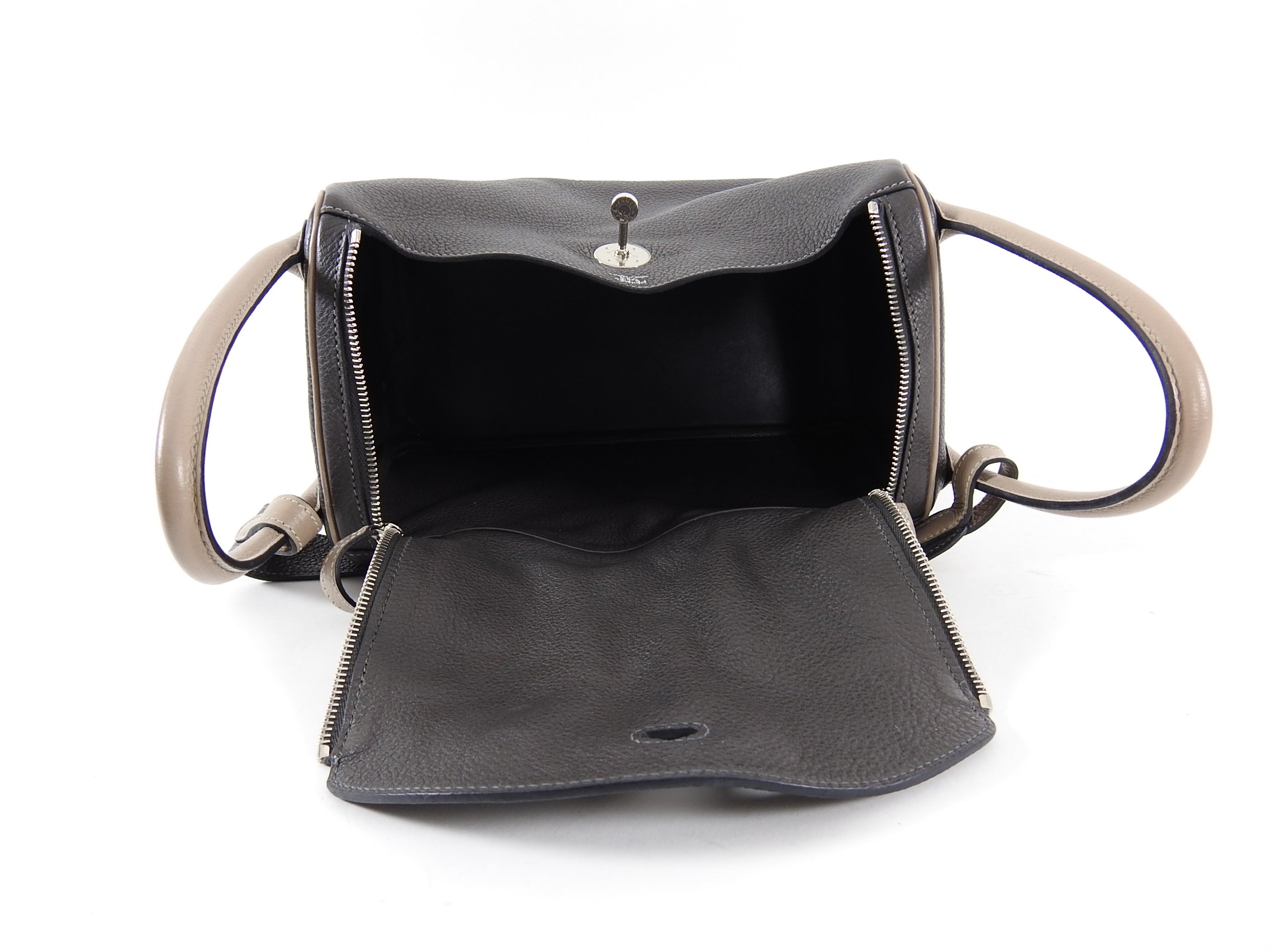 Hermes Vert Bronze / Gris Tourterelle Bicolor Lindy 30 Clemence PHW