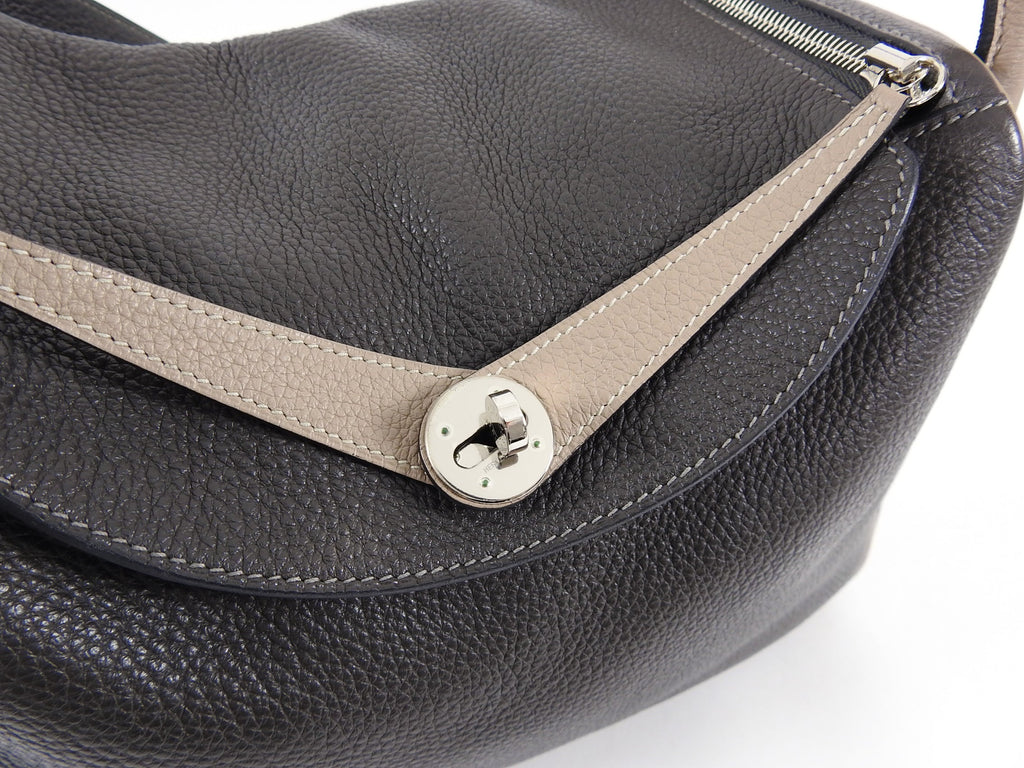 Hermes Vert Bronze / Gris Tourterelle Bicolor Lindy 30 Clemence PHW