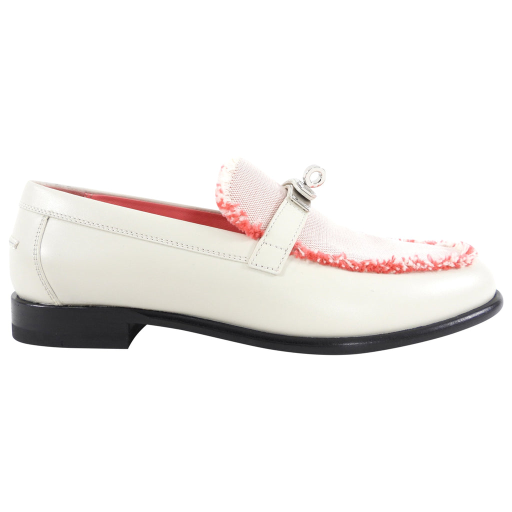 Hermes Ivory and Pink Destin Loafer - 37