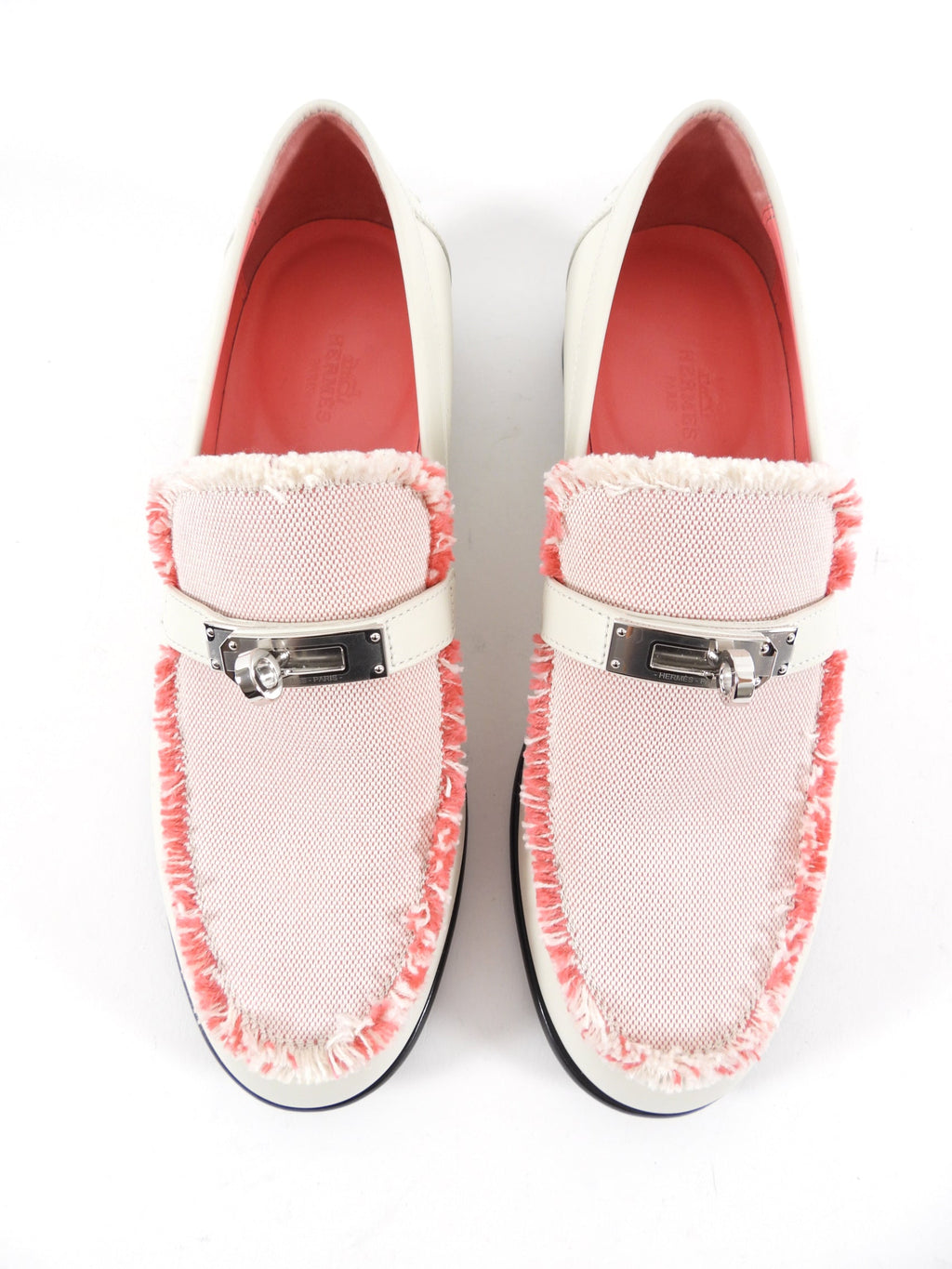 Hermes Ivory and Pink Destin Loafer - 37