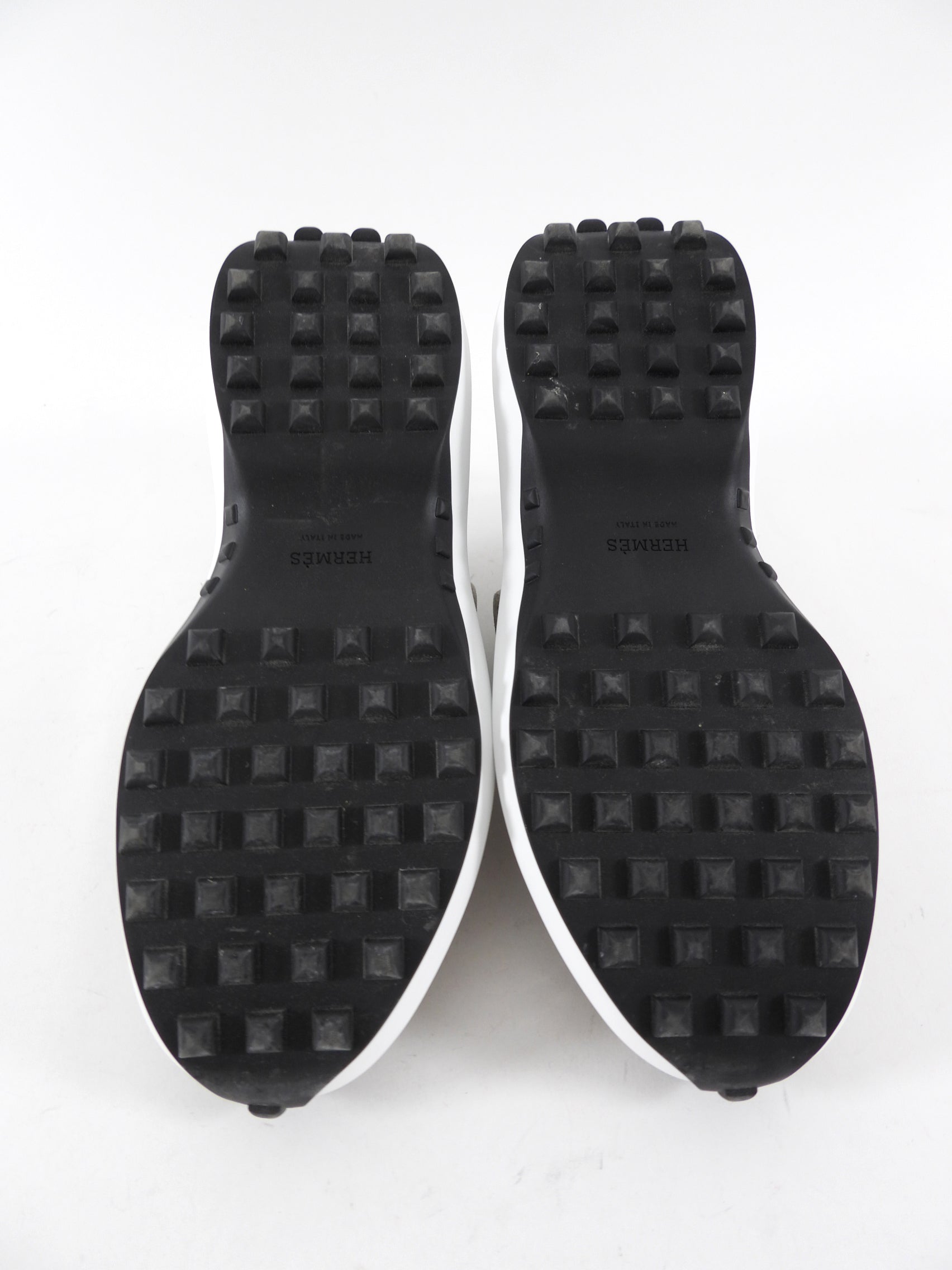 Hermes Grey Leather Loop Sneakers - 37
