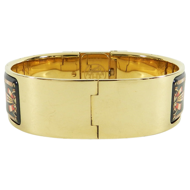 Hermes Vintage Green Enamel and 18k Gold Plated Loquet Watch
