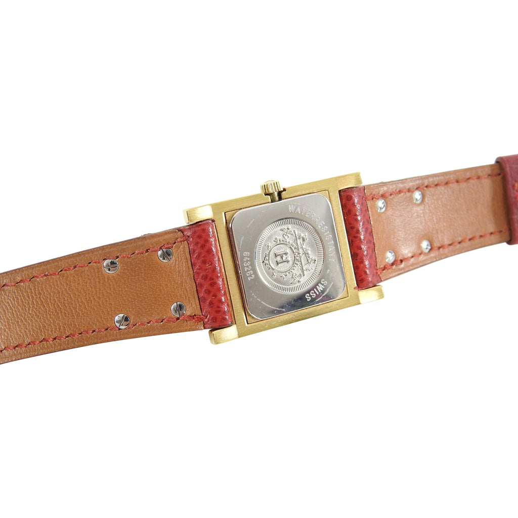 Hermes Vintage 1995 Medor Gold and Red Watch