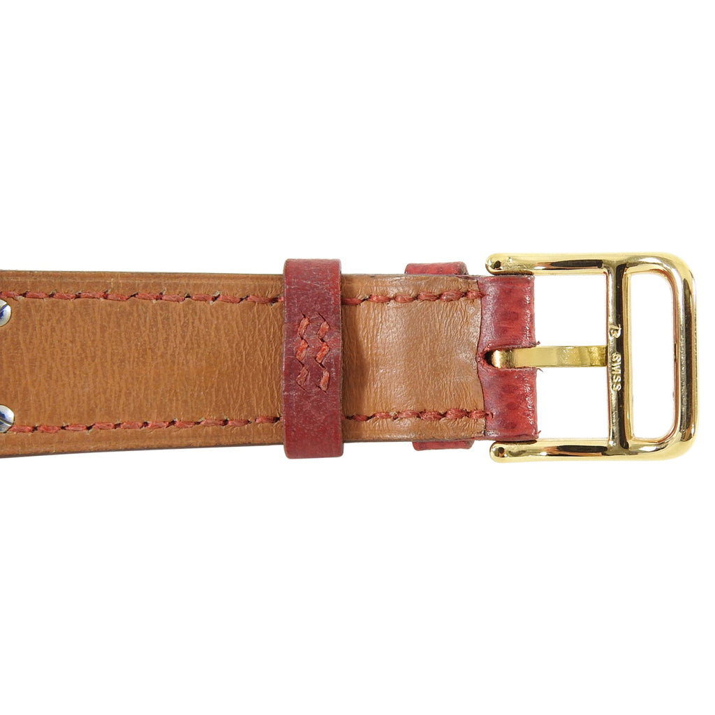Hermes Vintage 1995 Medor Gold and Red Watch