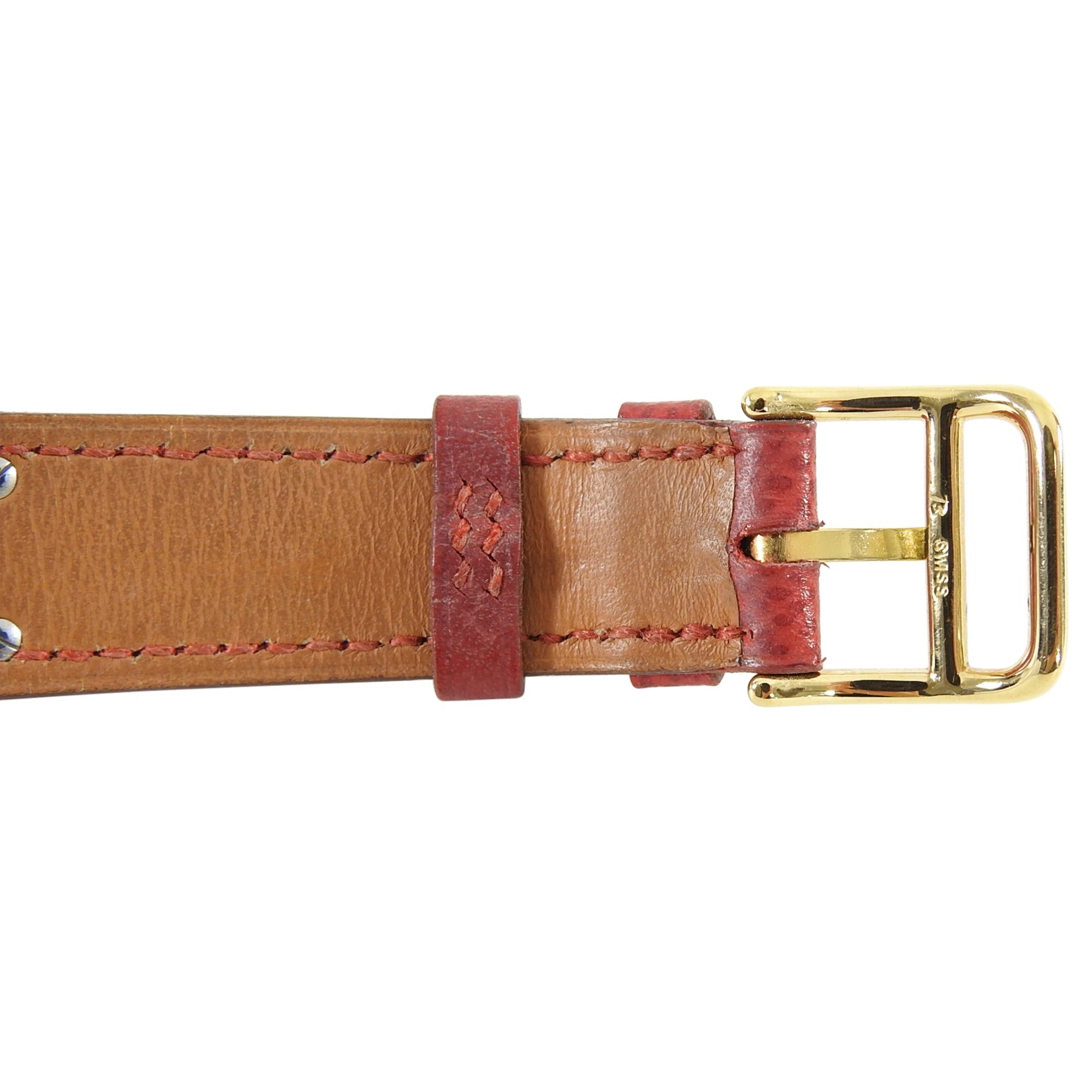 Hermes Vintage 1995 Medor Gold and Red Watch