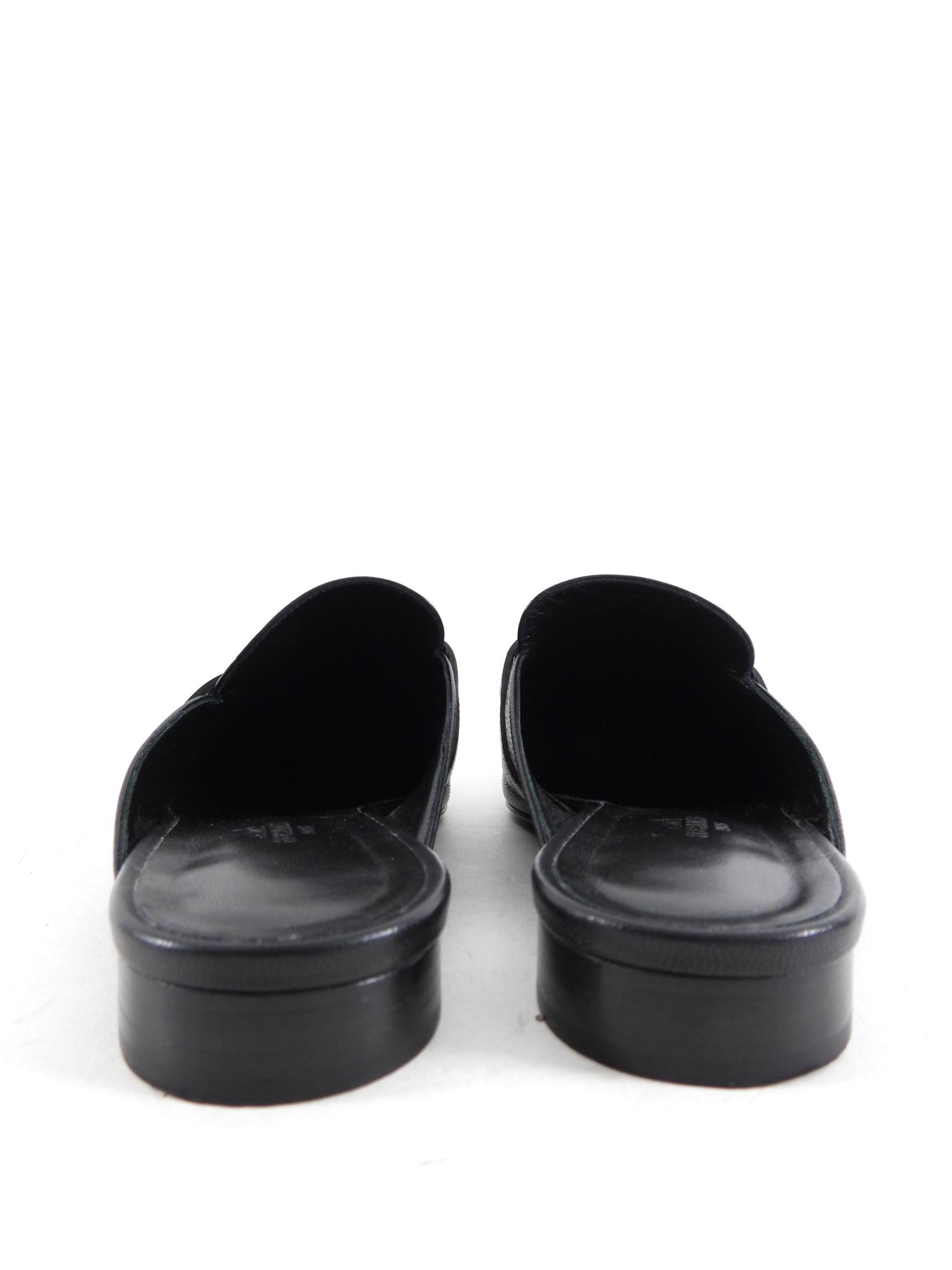 Hermes Black Leather and Rosegold Kelly Oz Mule - 37