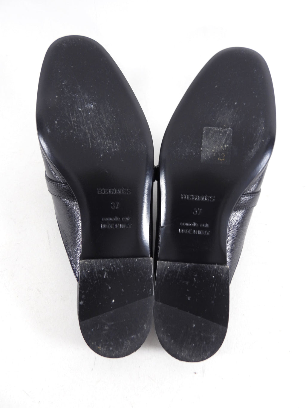 Hermes Black Leather and Rosegold Kelly Oz Mule - 37