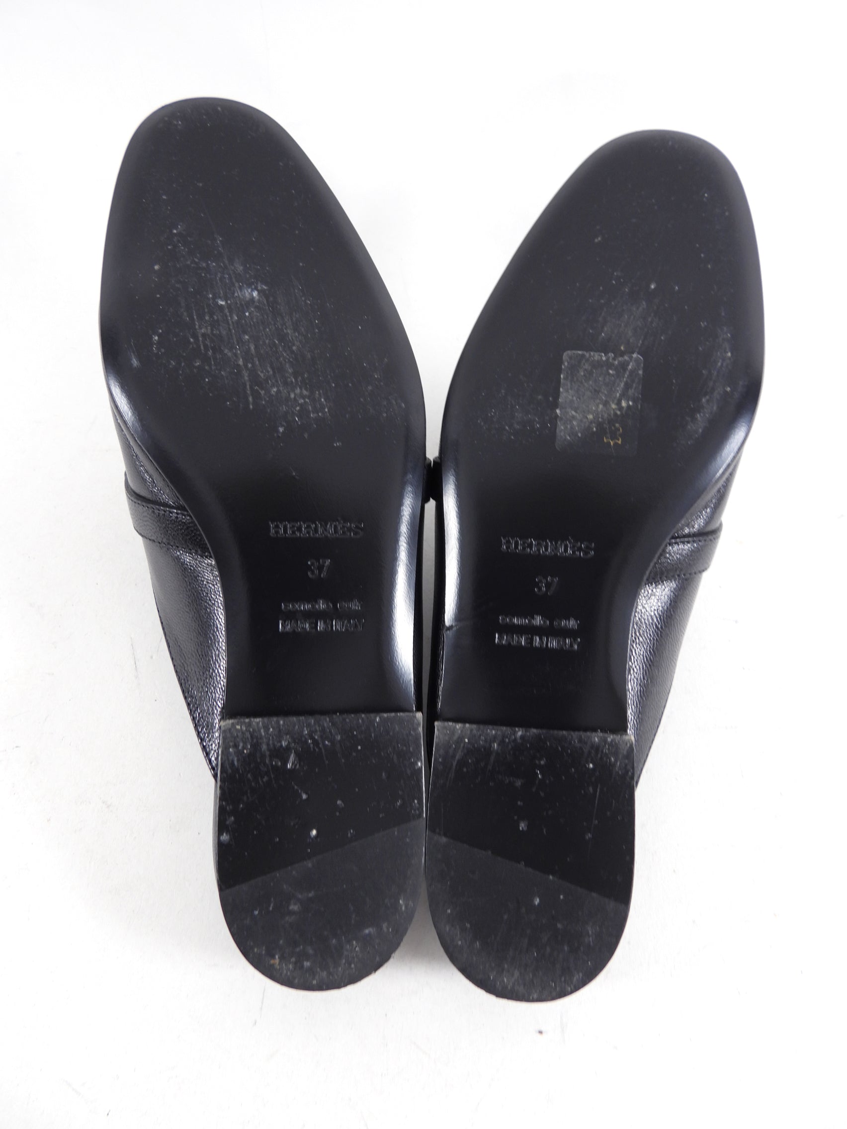 Hermes Black Leather and Rosegold Kelly Oz Mule - 37
