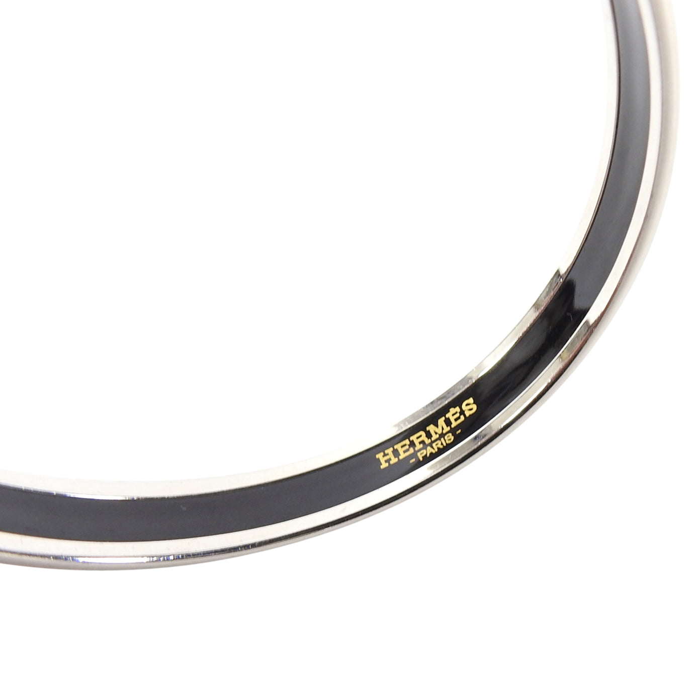 Hermes Printed Enamel Narrow Silver and White Bangle Brides de Gala Tattoo