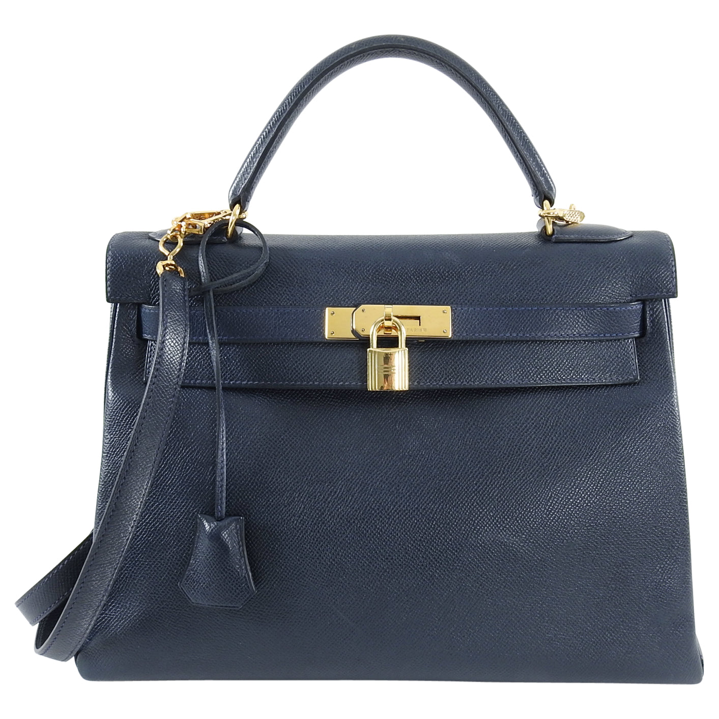 Hermes Vintage 1994 Kelly Retourne 32 Navy Courcheval GHW