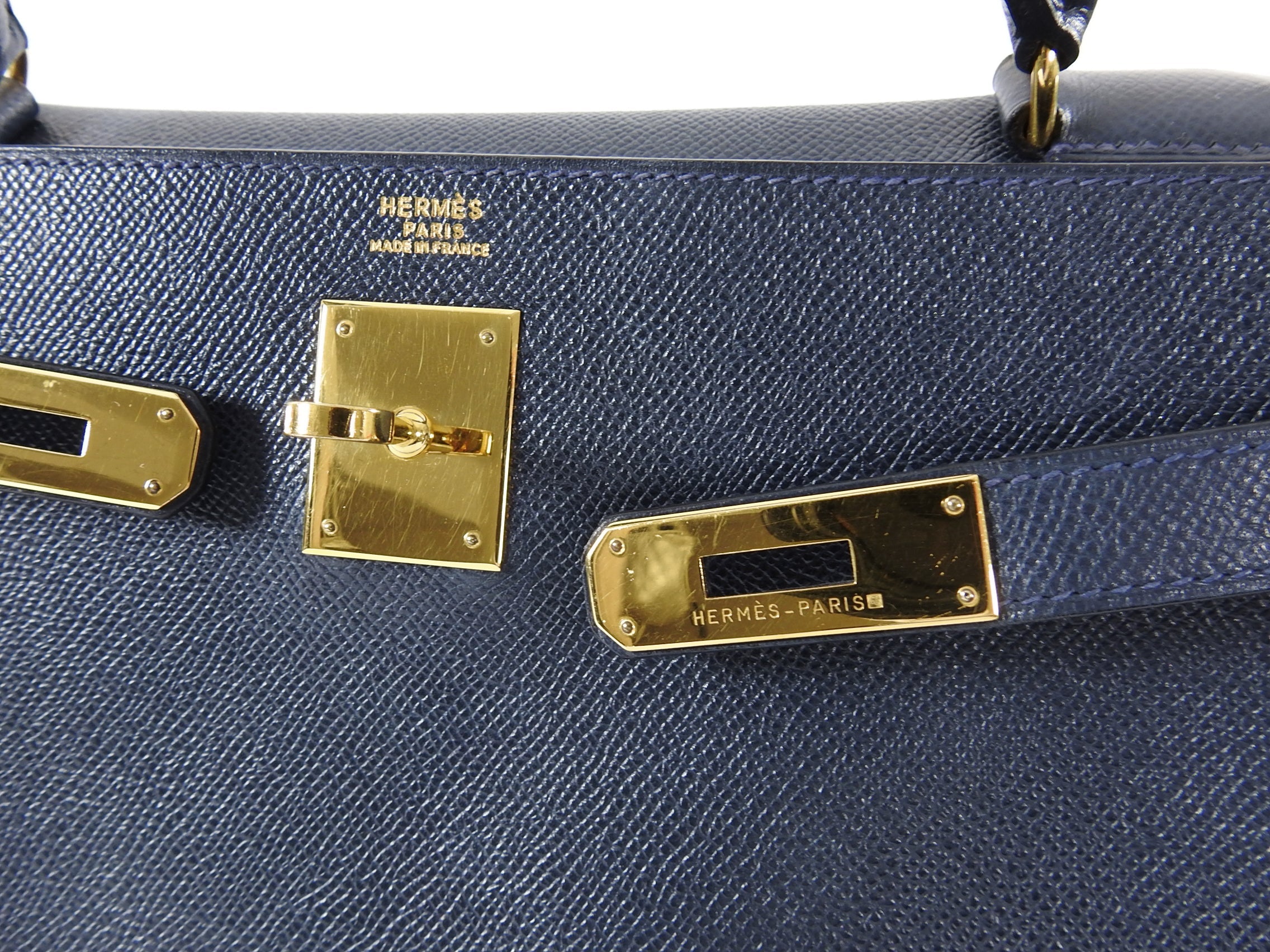 Hermes Vintage 1994 Kelly Retourne 32 Navy Courcheval GHW