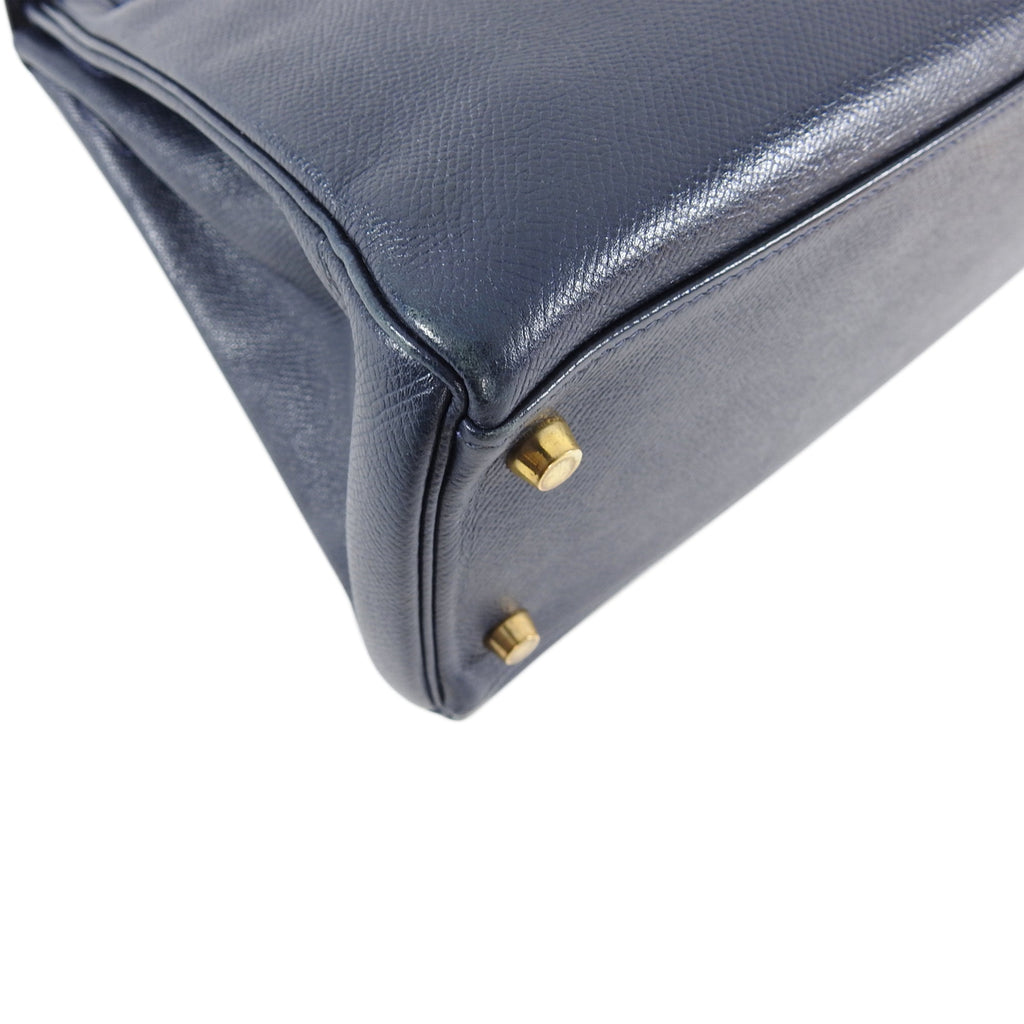Hermes Vintage 1994 Kelly Retourne 32 Navy Courcheval GHW