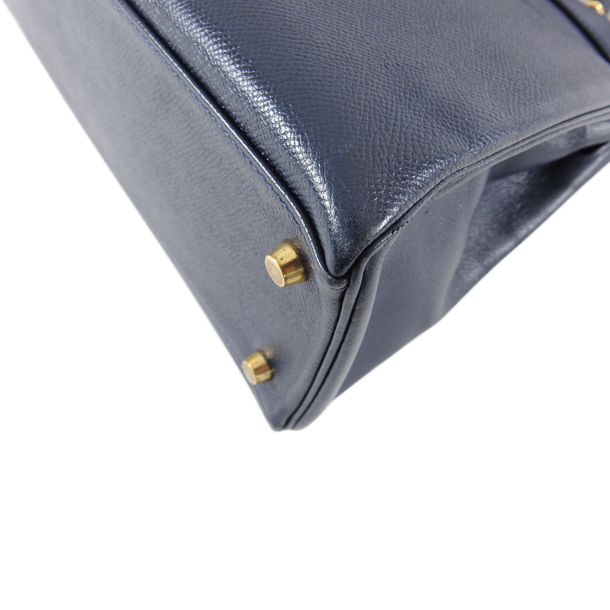 Hermes Vintage 1994 Kelly Retourne 32 Navy Courcheval GHW