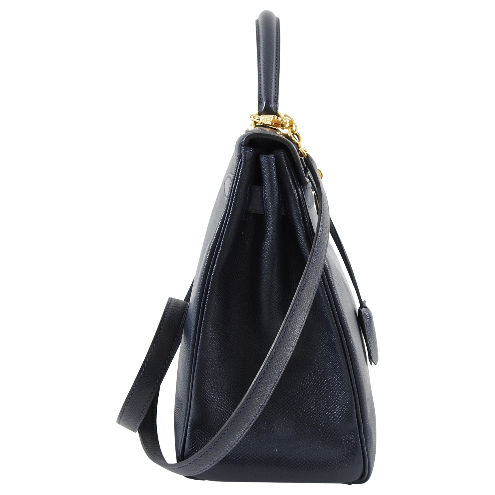 Hermes Vintage 1994 Kelly Retourne 32 Navy Courcheval GHW