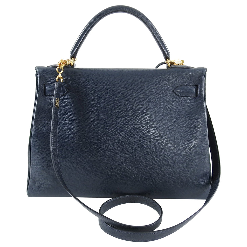 Hermes Vintage 1994 Kelly Retourne 32 Navy Courcheval GHW
