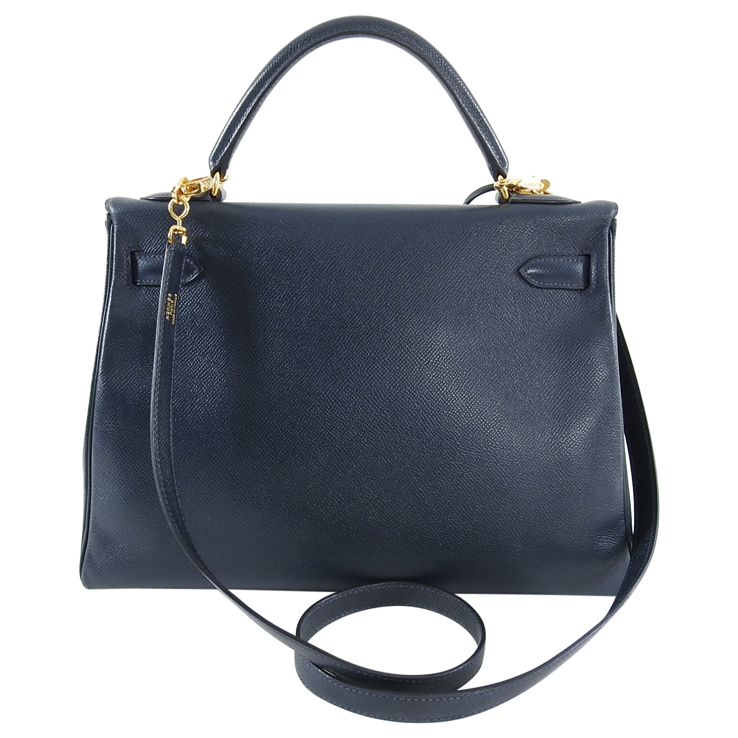 Hermes Vintage 1994 Kelly Retourne 32 Navy Courcheval GHW