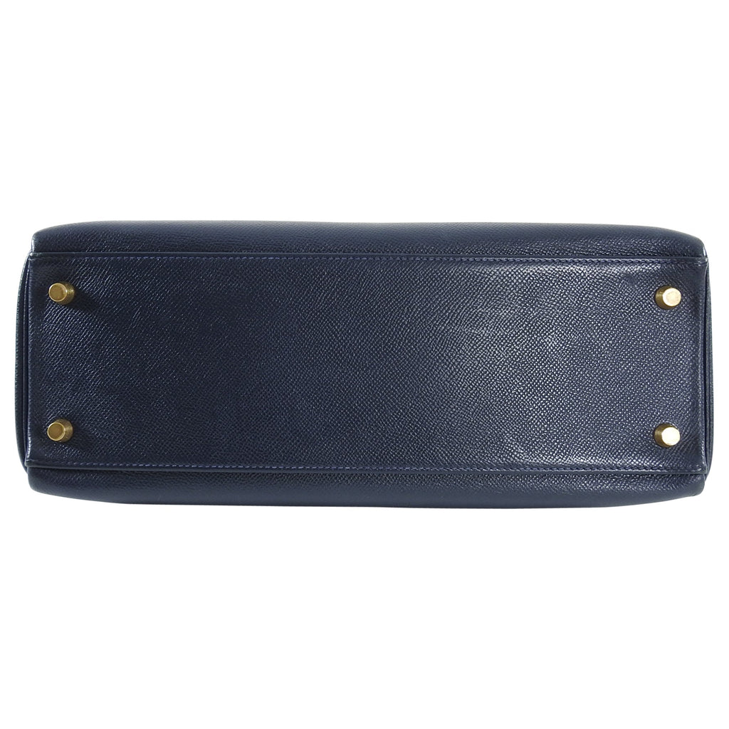 Hermes Vintage 1994 Kelly Retourne 32 Navy Courcheval GHW
