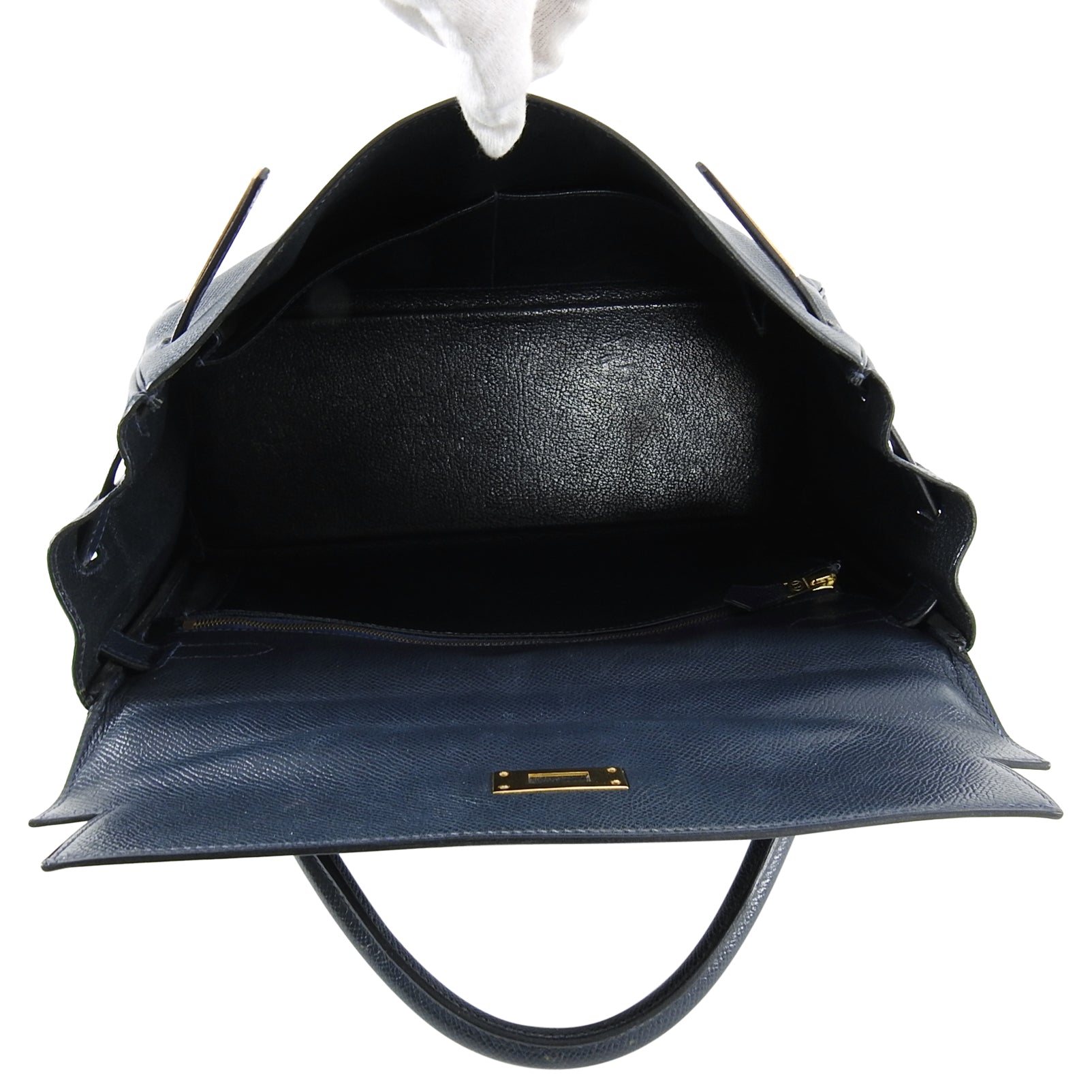 Hermes Vintage 1994 Kelly Retourne 32 Navy Courcheval GHW
