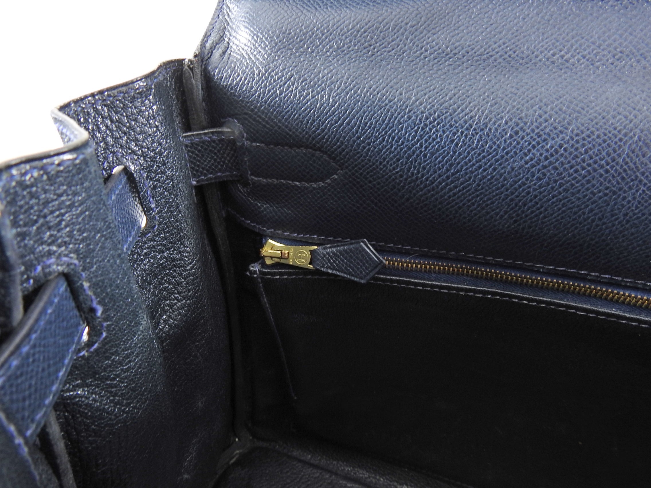 Hermes Vintage 1994 Kelly Retourne 32 Navy Courcheval GHW