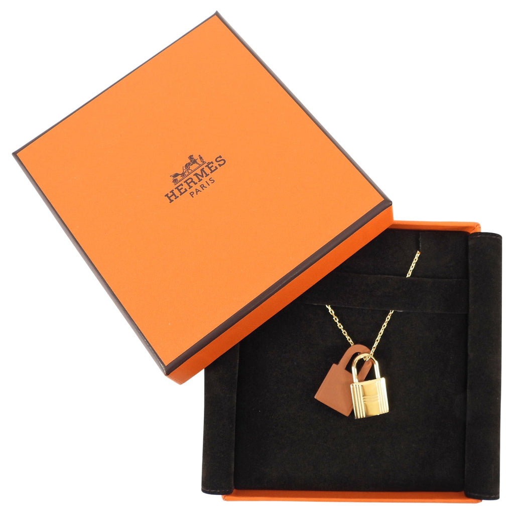 Hermes 2021 O'Kelly Pendant Necklace Gold Plated and Gold Leather