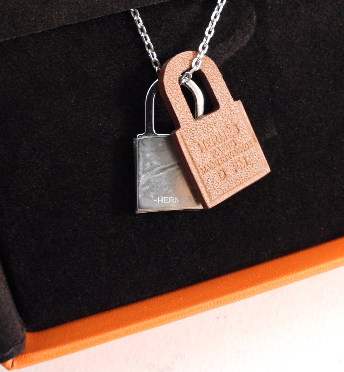 Hermes O’Kelly Small Model Necklace Palladium Plated and Gold
