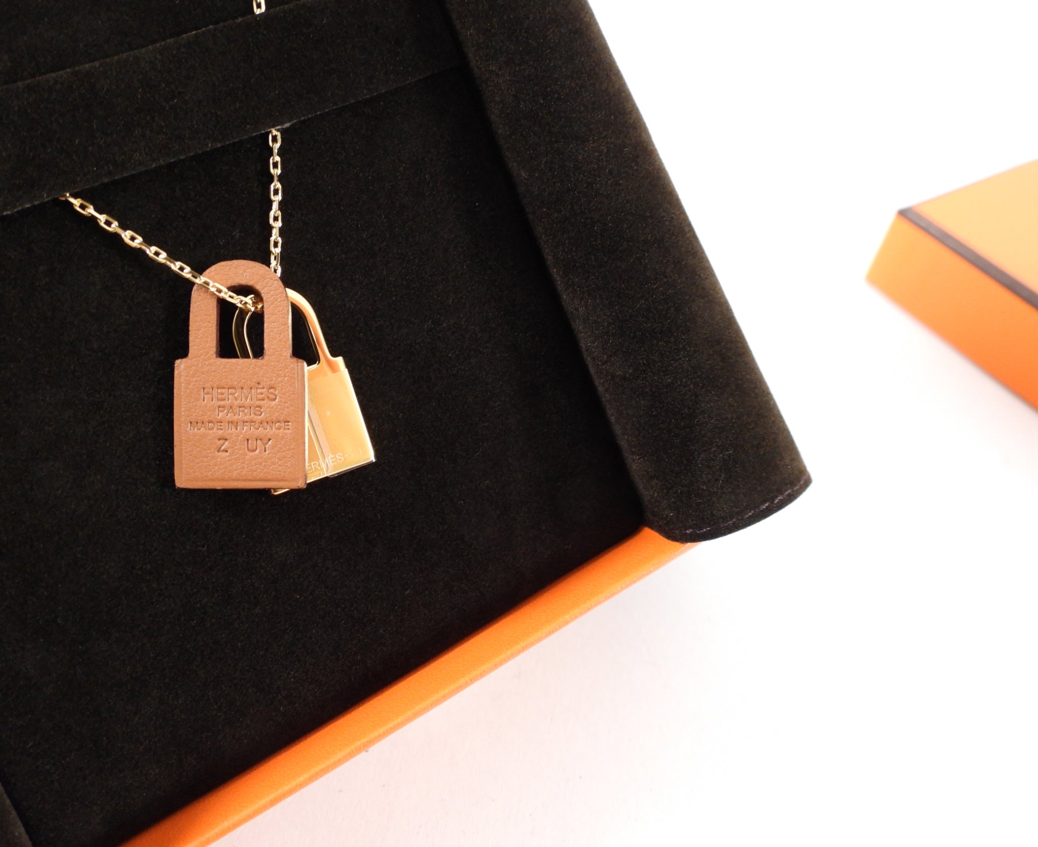 Hermes 2021 O'Kelly Pendant Necklace Gold Plated and Gold Leather
