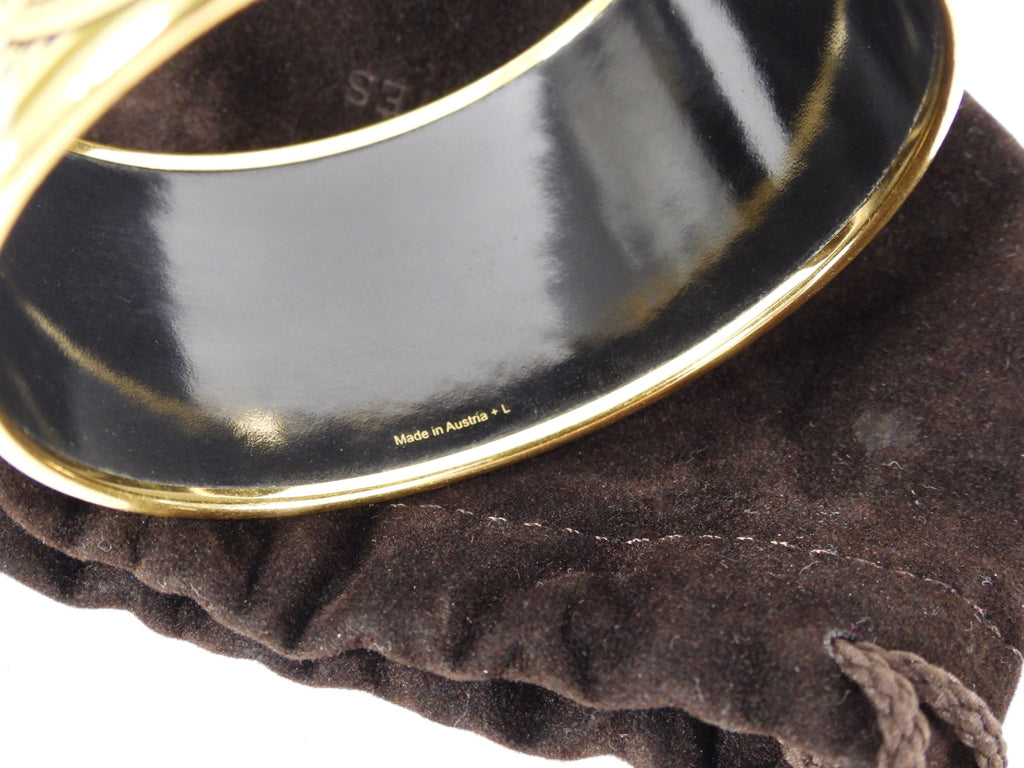 Hermes Extra Wide Printed Grand Apparat Enamel Bangle Bracelet