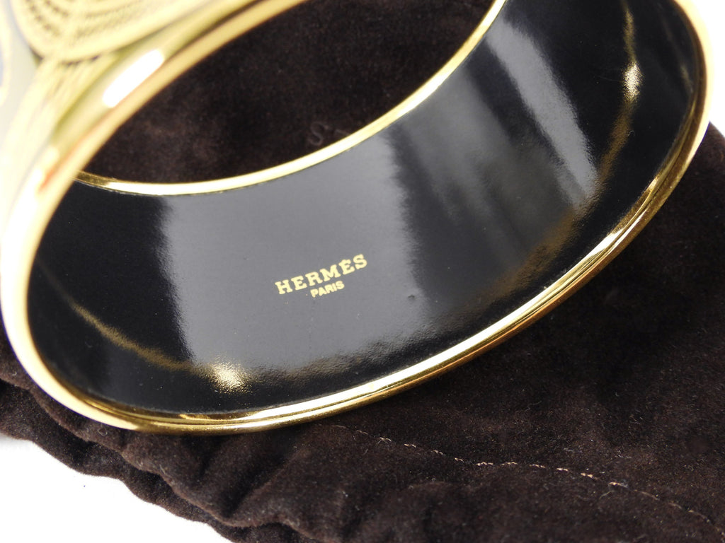 Hermes Extra Wide Printed Grand Apparat Enamel Bangle Bracelet