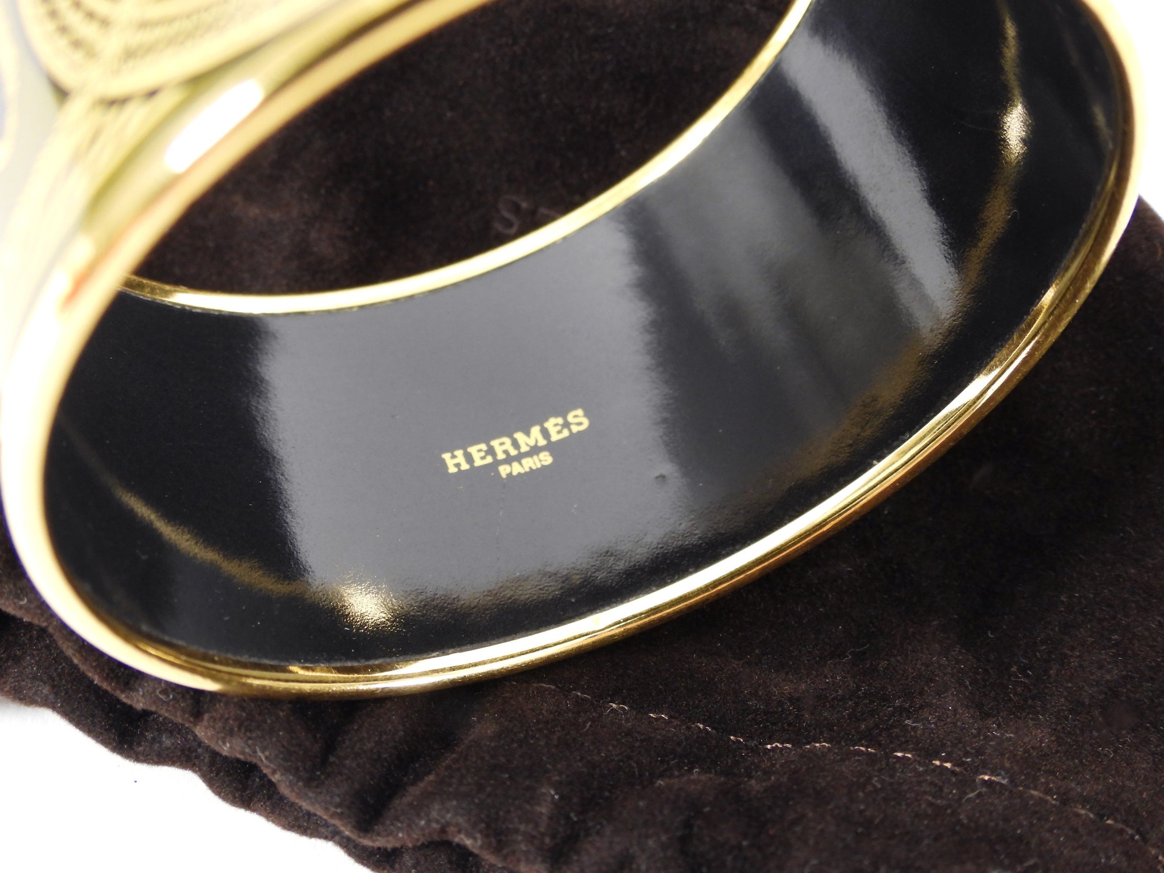 Hermes Extra Wide Printed Grand Apparat Enamel Bangle Bracelet