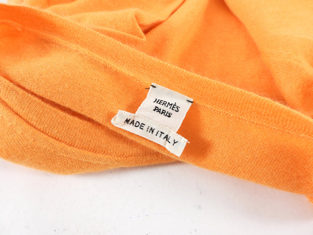 Hermes Orange Cashmere Short Sleeve Knit Top - S (4/6)