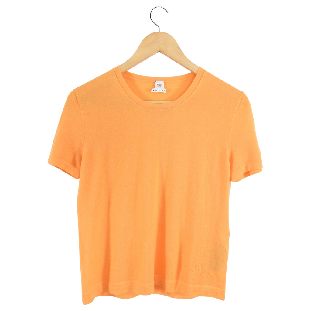 Hermes Orange Cashmere Short Sleeve Knit Top - S (4/6)